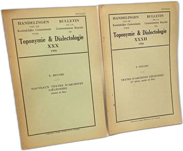 Bulletin de la Commission royale des toponymie & Dialectologie - 10 bulletins: XXV + XXVIII + XXIX + XXX + XXXII + L + LII + LIII + LIV + LIV (extrait) --- entre 1951 et 1980