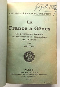 La France à Gènes - Un Programme Français De Reconstruction Économique De L'europe