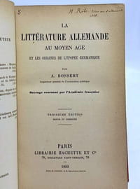 La littérature Allemande au Moyen âge et les origines de l'épopée germanique --- 3e éd. revue et corrigée