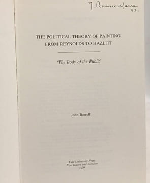 The Political Theory of Painting from Reynolds to Hazlitt: The Body of the Public. Barrell John