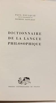 Dictionnaire de la langue philosophique. Foulquié