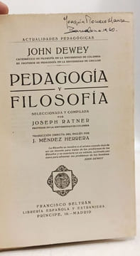 Pedagogia y filosofia. Dewey John