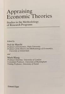 Appraising Economic Theories: Studies in the Methodology of Research Programs