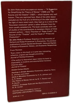 A Theory of Economic History / Critical Essays in Monetary Theory. Hicks John