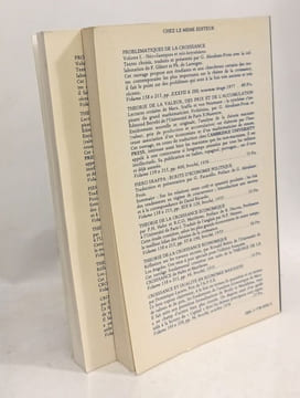 Problématiques de la croissance - VOLUME 1: Néo-classiques et Néo-keynésiens + VOLUME 2: Marx Sraffa et le retour aux classiques. Abraham-Frois Gibert ...