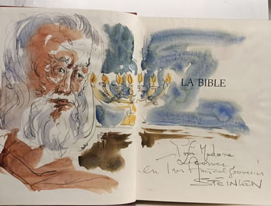 La bible - ancien et nouveau testament --- avec une aquarelle et en envoi de Steinlen