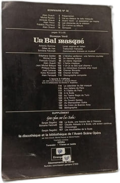 Un Bal Masqué - L'Avant Scène Opéra N° 32. 1981. Verdi