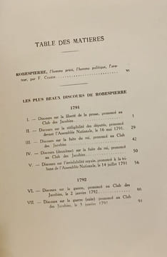 Les plus beaux discours de Robespierre. F. Crastre