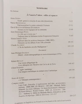 - Pount cahiers d'études Corne d'Afrique - Arabie du Sud - A l'Ouest d'Aden: villes et espaces 2010 n°4 + Villes d'Ethiopie et d'Arabie 2011 n°5 + ...