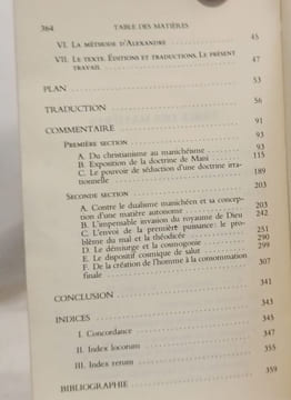 Contre la doctrine de mani. Alexandre de Lycopolis