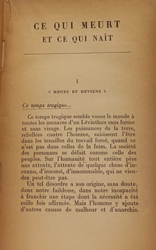 Ce qui meurt et ce qui naît. Daniel-Rops