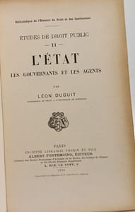L'Etat les gouvernants et les agents --- Etudes de droit public - TOME I et II