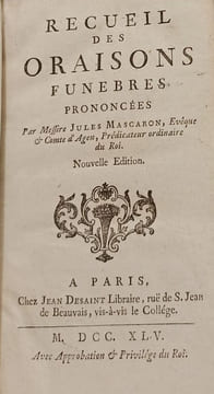 Recueil des oraisons funèbres prononcées. Jules Mascaron