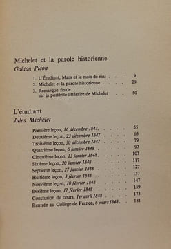 L'étudiant Précédé de Michelet et la parole historienne par Gaëtan Picon. Jules Michelet