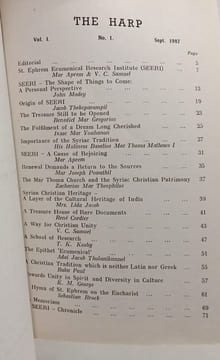 The Harp: A Review of Syriac and Oriental Studies VOL. I N°1 sept. 1987. Collectif