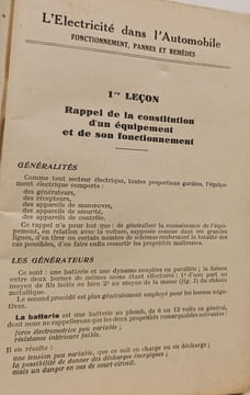 Cours sur l'électricité dans l'automobile en six leçons : fonctionnement pannes et remèdes. Collectif
