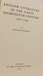 English Literature in the Early Eighteenth Century 1700-1740