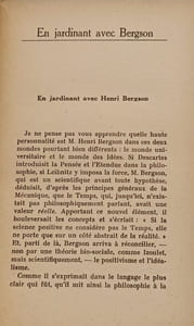 En jardinant avec Bergson
