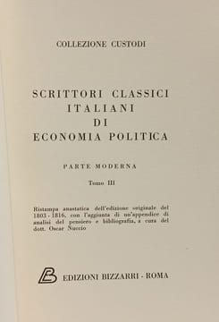 Scrittori classici italiani di economia politica - parte moderna TOMO III. Oscar Nuccio