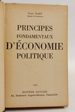 Principes fondamentaux d'économie politique. Jean Baby