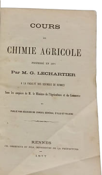 Cours de chimie agricole. M. G. Lechârtier