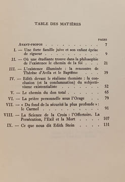 La Conversion d'Edith Stein patronne de l'existentialisme. Jean de Fabrègues
