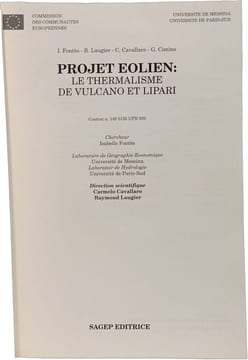 Projet éolien: le thermalisme de Vulcano et Lipari. I. Fontès - R. Laugier - C. Cavallaro - G. Cimino