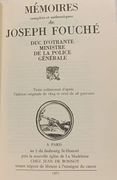 Mémoires complets et authentiques de Joseph Fouché duc d'Otrante ministre de la police générale. Joseph Fouché