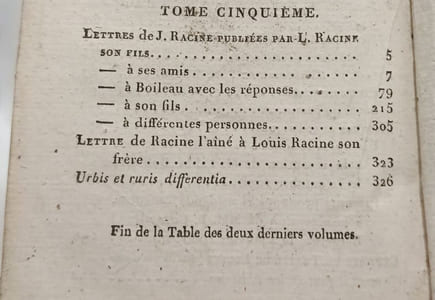 Oeuvres de Jean Racine - TOME CINQUIEME
