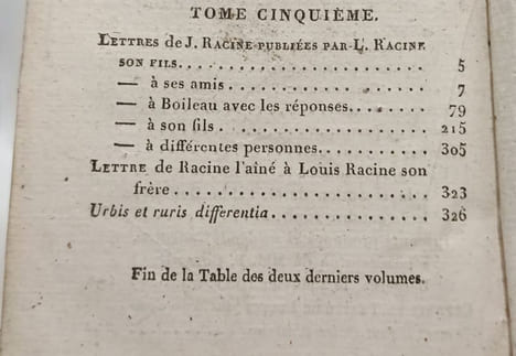 Oeuvres de Jean Racine - TOME CINQUIEME. Jean Racine