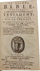 La Sainte Bible contenant l'Ancien et le Nouveau Testament - TOME NEUVIEME et DIXIEME