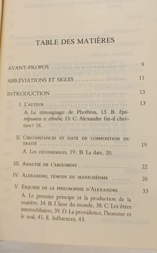 Contre la doctrine de Mani. Alexandre de Lycopolis