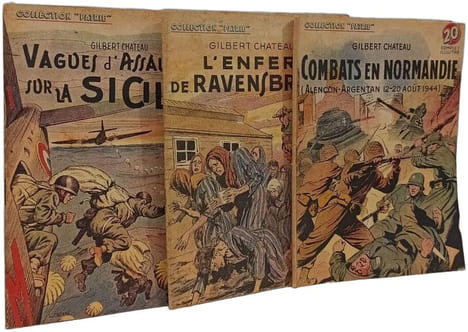 Collection PATRIE - Vagues d'assaut sur la Sicile + L'Enfer de Ravensbruck + Combats en Normandie (Alençon-Argentan 12-20Aout 1944). GILBERT CHATEAU