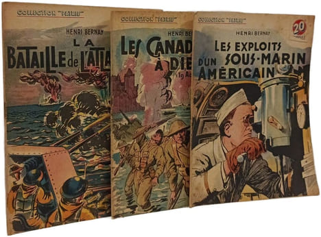 Collection PATRIE- La bataille de l'Atlantique + les Canadiens à Dieppe (19 août 1942) + Les exploits d'un sous-marin américain. Henri Bernay