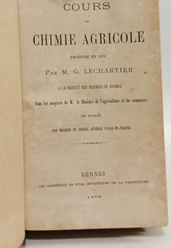Cours de chimie agricole. Lechartier