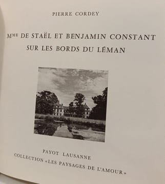 Mme de Staël et Benjamin Constant sur les bords du Léman. PIERRE CORDEY