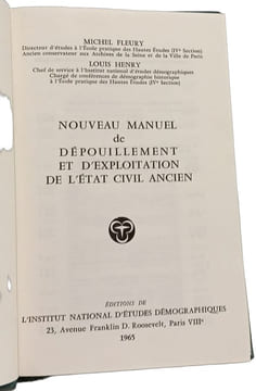 Nouveau manuel de dépouillement et d'exploitation de l'état civil ancien. Michel Fleury  Louis Henry