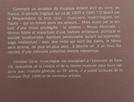 Un Lieu De Memoire. La Revue Musicale (1920-1940). Corre Christian