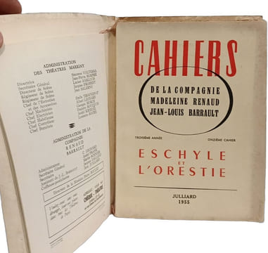 Cahiers de la Compagnie Madeleine Renaud Jean-Louis Barrault. Eschyle et l'Orestie - 3e année 11e cahier. undefined