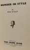 Murder in Style. Rex Stout