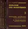 Zoologie des invertébrés 1. protistes et métazoaires primitifs 2. Des vers aux anthropodes 3. ARthropodes mandibulates et deutérostomiens (3 volumes). ...