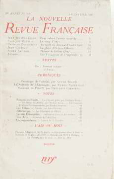 La nouvelle revue française 1er janvier 1940 28è année n°316. undefined