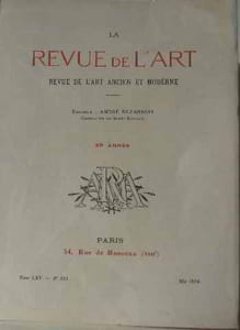 La revue de l'art revue de l'art ancien et moderne (tome LXV) n° 353 mai 1934