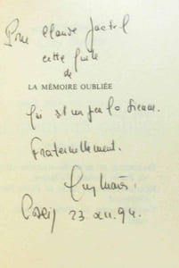 La mémoire oubliee (avec hommage de l'auteur)