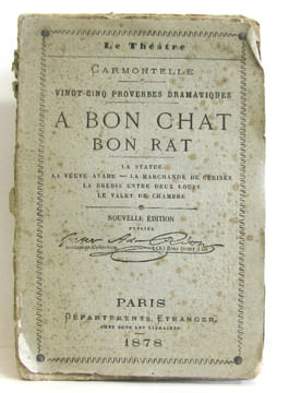 Le théâtre Carmontelle. Vingt cinq proverbes dramatiques. A bon chat bon rat. La statue la veuve avare la marchande de cerises la brebis entre deux ...