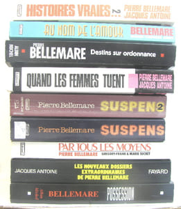 9 volumes; Suspens - Suspens 2 - Quand les femmes tuent - Au nom de l'amour - Par tous les moyens - Destins sur ordonnance - Possesion l'étrange destin des choses - Dossiers extraordinaires de Pierre Bellemare.- Histoires vraies 2