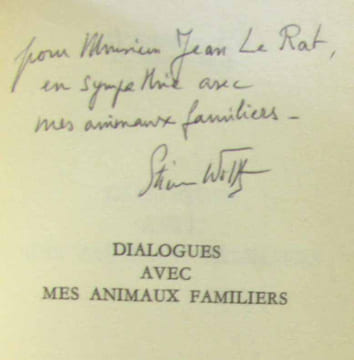 Dialogues avec mes animaux familiers - avec hommage de l'auteur. WOLFF Étienne