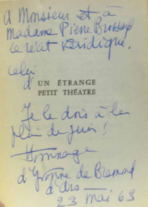Un étrange petit théâtre ( hommage de l'auteur)