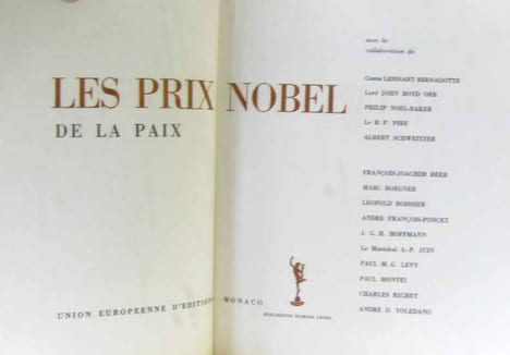 Les prix Nobel - Déepot legal et impression 1965 - 4 tomes - Les prix nobel de la paix - Les prix nobel de litterature - Les prix nobel de physique et ...