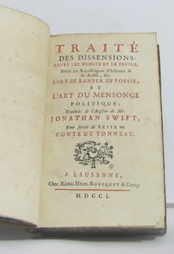 Le conte du tonneau tome troisième Traité des dissensions entre les nobles et le peuple dans les républiques d'athènes & de rome etc l'art de ramper ...